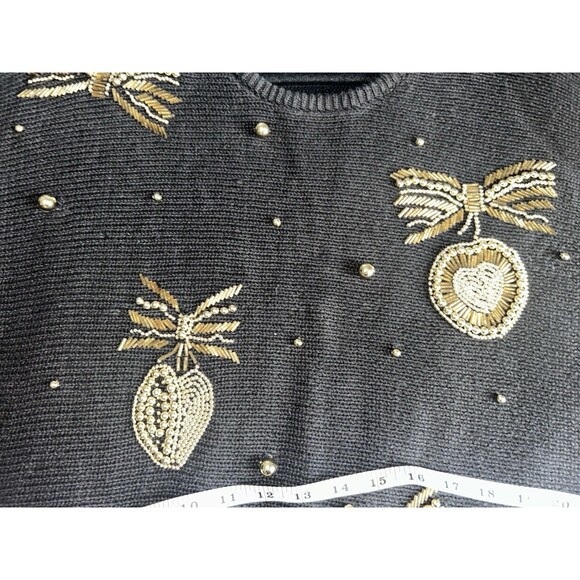 P A International VTG Retro Womens L Oversized  Holiday  Sweater Shoulder Pads - Picture 6 of 8